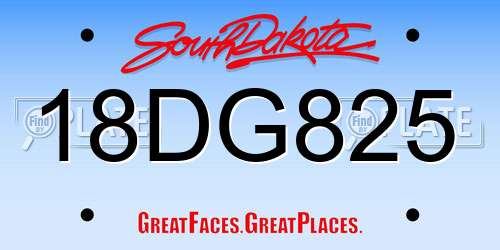 18DG825 South Dakota License Plate