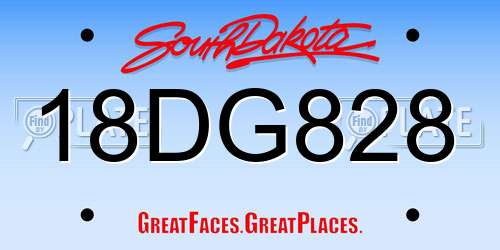 18DG828 South Dakota License Plate
