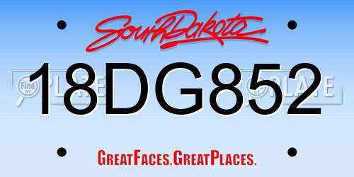 18DG852 South Dakota License Plate
