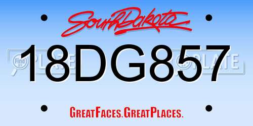 18DG857 South Dakota License Plate