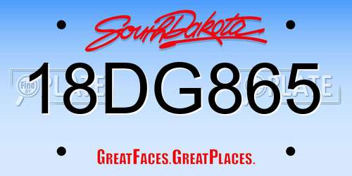 18DG865 South Dakota License Plate