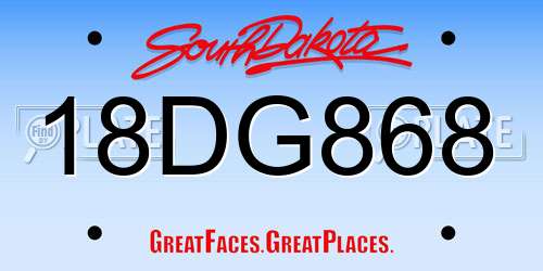 18DG868 South Dakota License Plate
