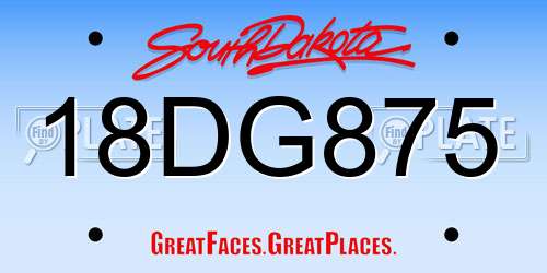 18DG875 South Dakota License Plate