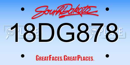 18DG878 South Dakota License Plate
