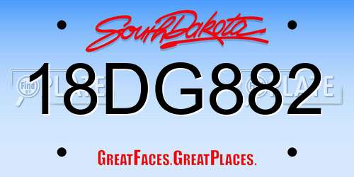18DG882 South Dakota License Plate