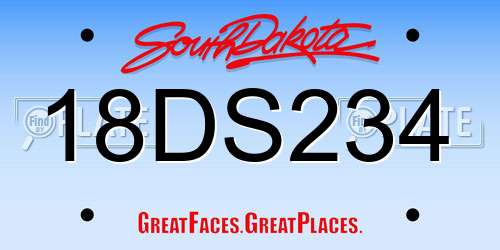 18DS234 South Dakota License Plate