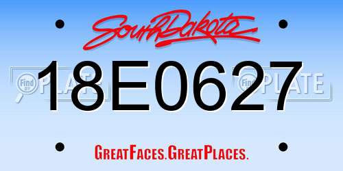 18E0627 South Dakota License Plate