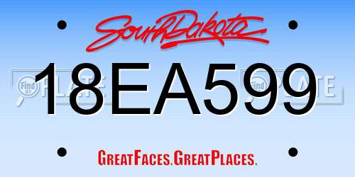 18EA599 South Dakota License Plate
