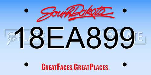 18EA899 South Dakota License Plate