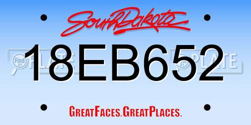 18EB652 South Dakota License Plate