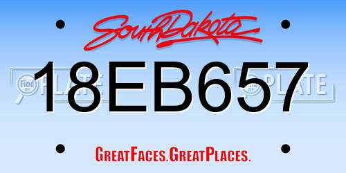 18EB657 South Dakota License Plate