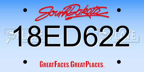 18ED622 South Dakota License Plate