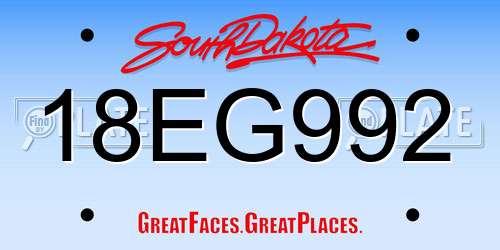 18EG992 South Dakota License Plate