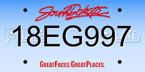 18EG997 South Dakota License Plate