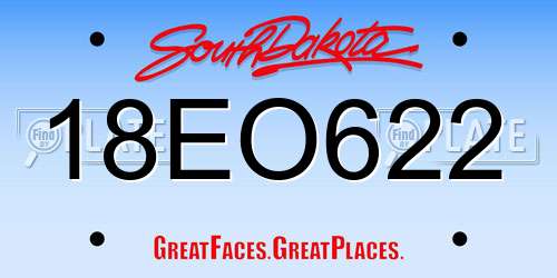 18EO622 South Dakota License Plate