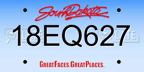 18EQ627 South Dakota License Plate