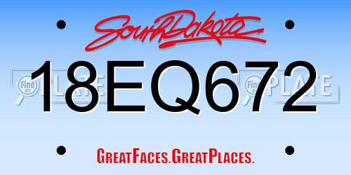 18EQ672 South Dakota License Plate