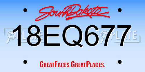 18EQ677 South Dakota License Plate