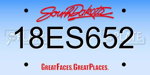 18ES652 South Dakota License Plate