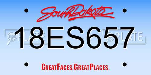 18ES657 South Dakota License Plate