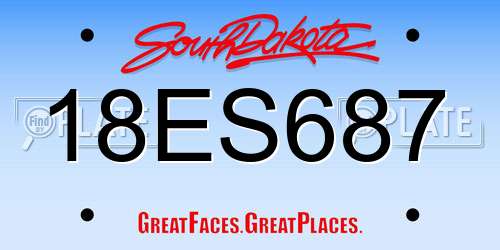18ES687 South Dakota License Plate
