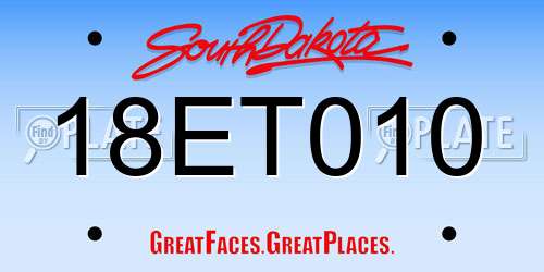 18ET010 South Dakota License Plate