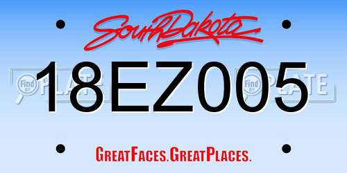 18EZ005 South Dakota License Plate