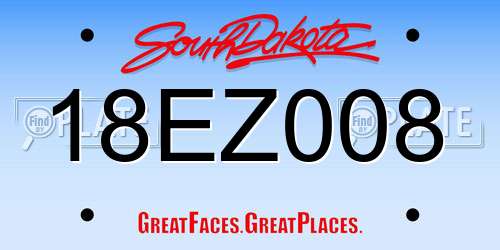 18EZ008 South Dakota License Plate