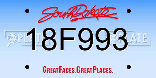 18F993 South Dakota License Plate