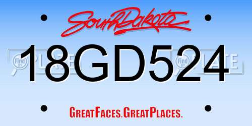 18GD524 South Dakota License Plate