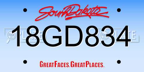 18GD834 South Dakota License Plate