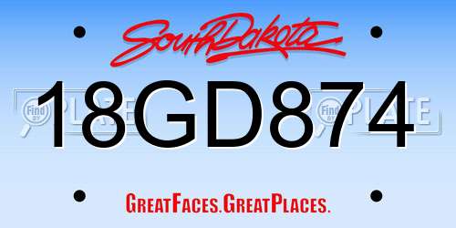 18GD874 South Dakota License Plate