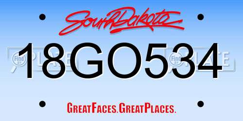 18GO534 South Dakota License Plate