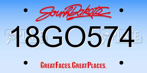 18GO574 South Dakota License Plate