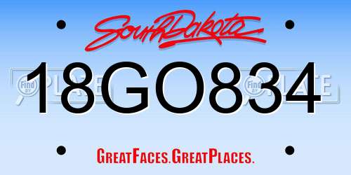 18GO834 South Dakota License Plate