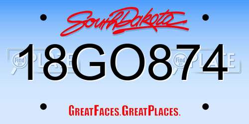 18GO874 South Dakota License Plate