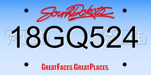 18GQ524 South Dakota License Plate
