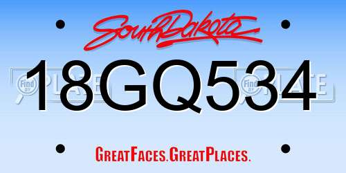 18GQ534 South Dakota License Plate