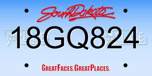 18GQ824 South Dakota License Plate