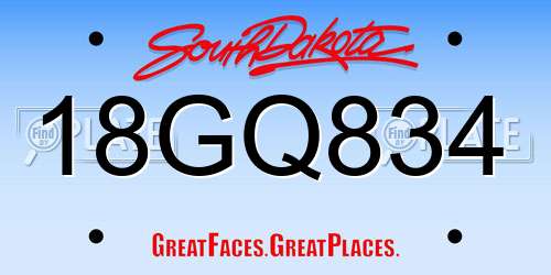 18GQ834 South Dakota License Plate