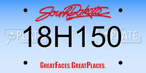 18H150 South Dakota License Plate