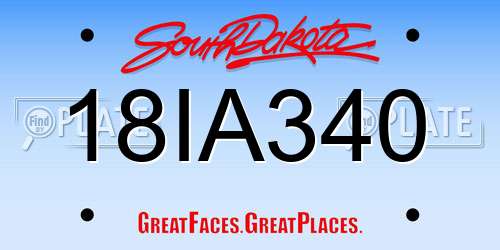 18IA340 South Dakota License Plate