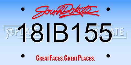 18IB155 South Dakota License Plate