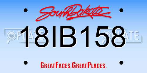 18IB158 South Dakota License Plate