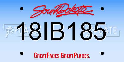 18IB185 South Dakota License Plate
