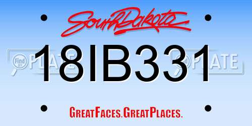 18IB331 South Dakota License Plate