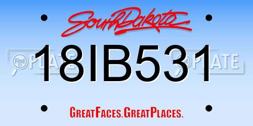 18IB531 South Dakota License Plate