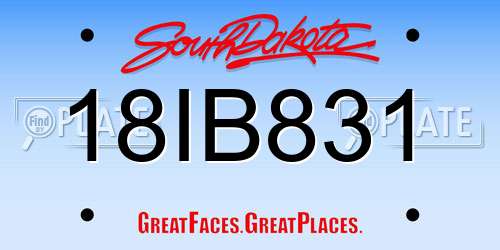18IB831 South Dakota License Plate