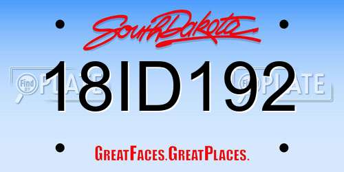 18ID192 South Dakota License Plate