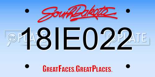 18IE022 South Dakota License Plate